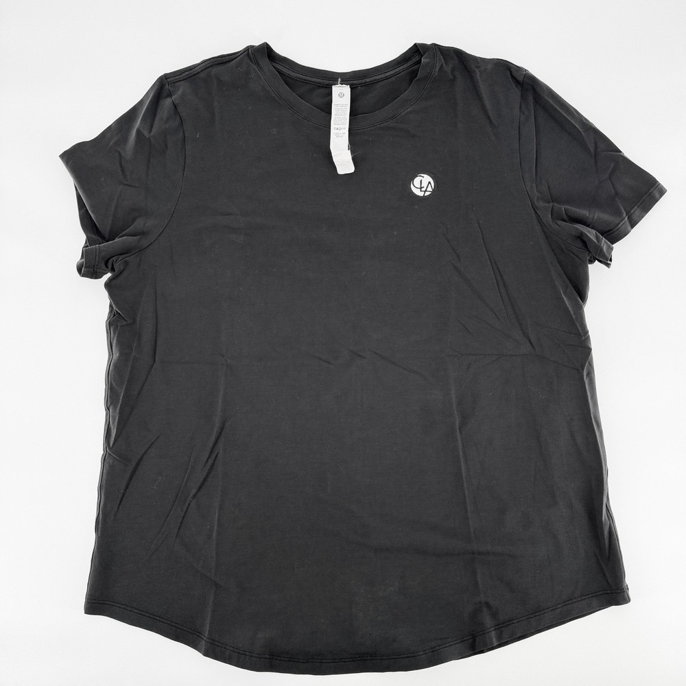 LULULEMON Love Crew Black T-Shirt Size 12 Pima Cotton CLA Embroidered Logo